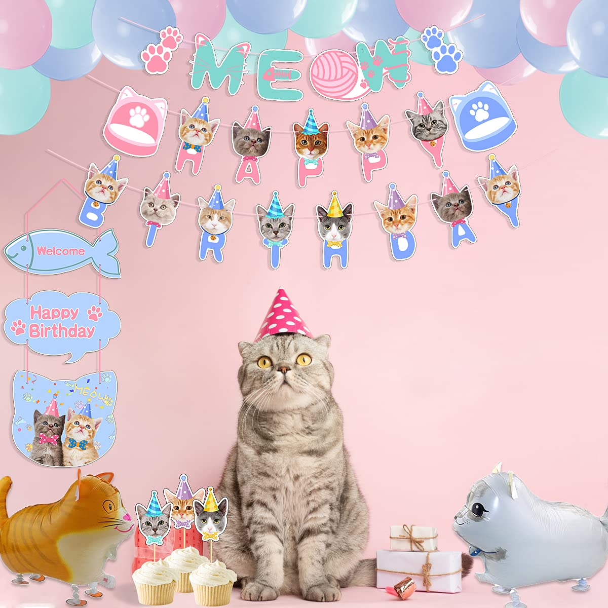 birthdayねこ柄はぎれ 生地 布 にゃんともかわいいSEWING 猫の手芸屋